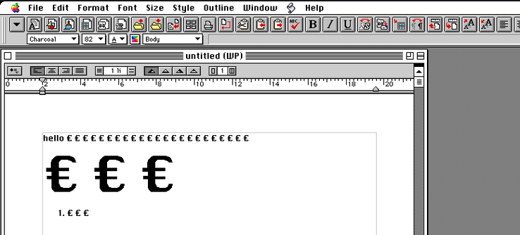 Old Mac System 7-9 fonts with the euro symbol