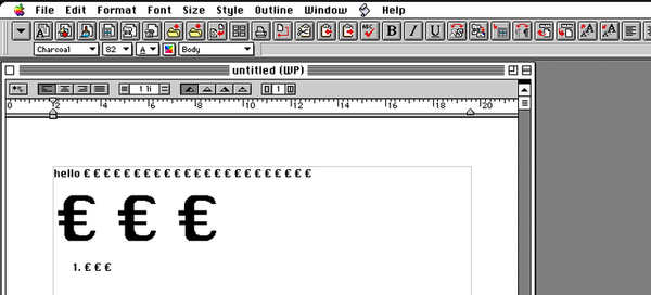 Old Mac System 7-9 fonts with the euro symbol